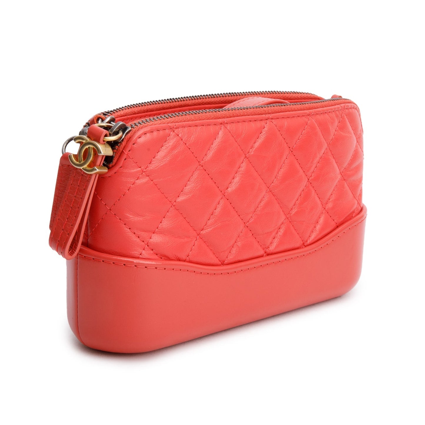 Chanel Pink Aged Calfskin Quilted Gabrielle Clutch on Chain