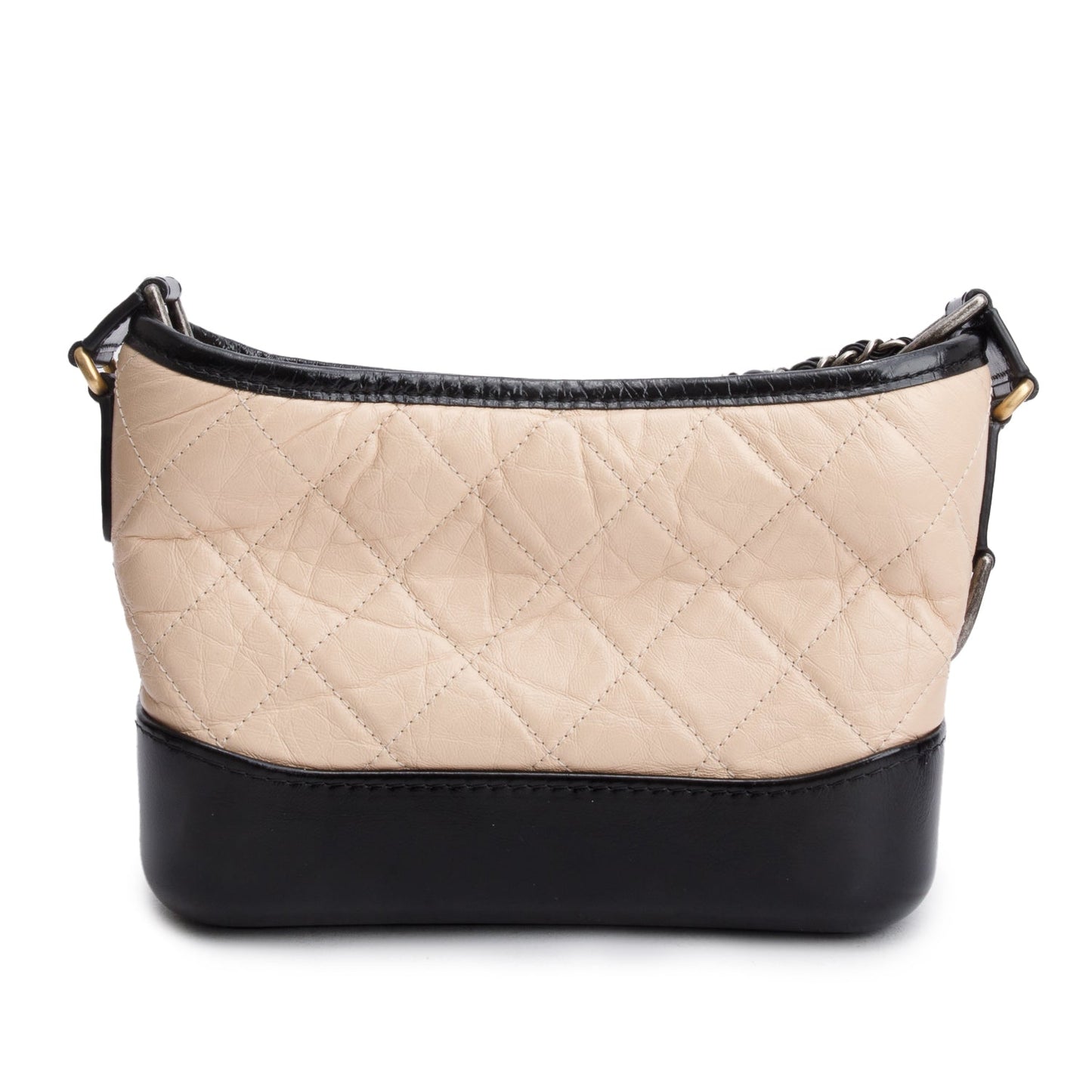 Chanel Black & Beige Aged Calfskin Leather Small Gabrielle Hobo