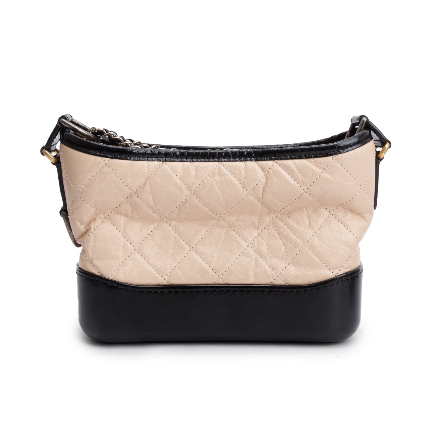 Chanel Black & Beige Aged Calfskin Leather Small Gabrielle Hobo