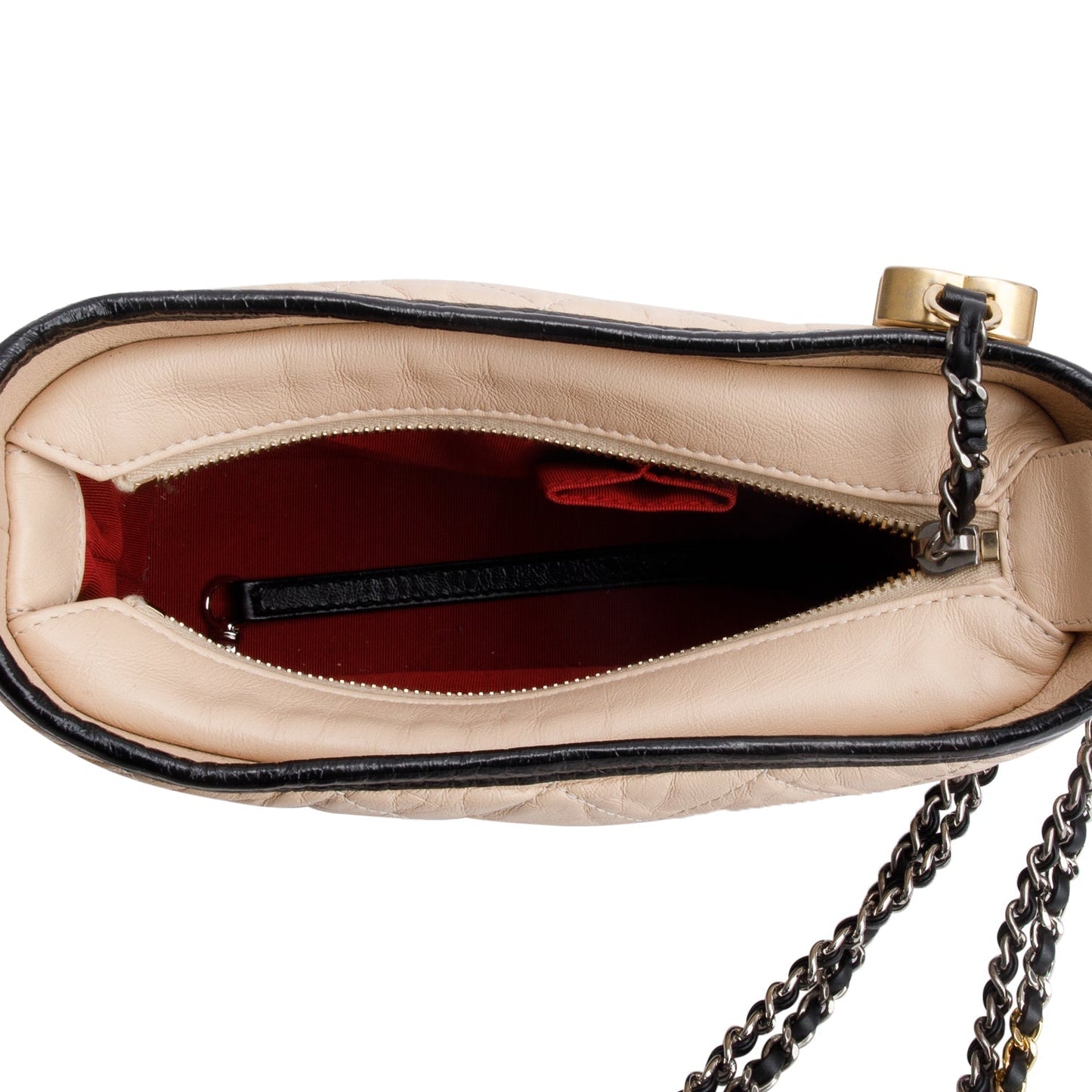Chanel Black & Beige Aged Calfskin Leather Small Gabrielle Hobo