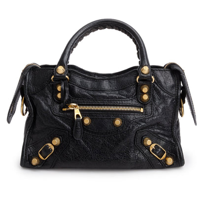 Balenciaga Black Arena Lambskin Leather Classic Mini City Bag