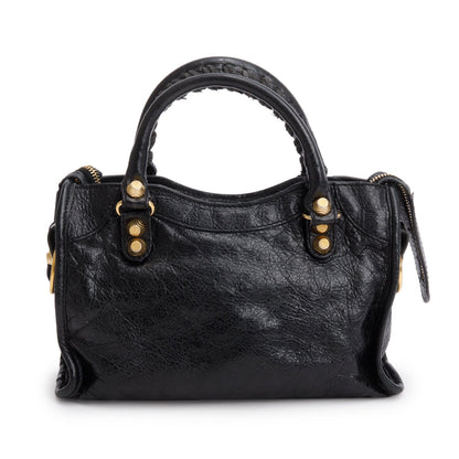 Balenciaga Black Arena Lambskin Leather Classic Mini City Bag