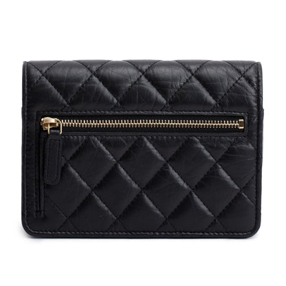Chanel Black Aged Lambskin Quilted Mini Reissue Wallet on Chain