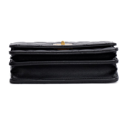 Chanel Black Aged Lambskin Quilted Mini Reissue Wallet on Chain
