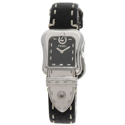 FENDI Watches Quartz 3800L Stainless Steel, Leather Silver Beefendi black dial Women