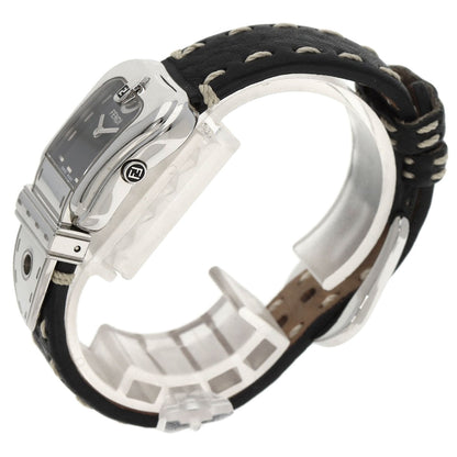 FENDI Watches Quartz 3800L Stainless Steel, Leather Silver Beefendi black dial Women