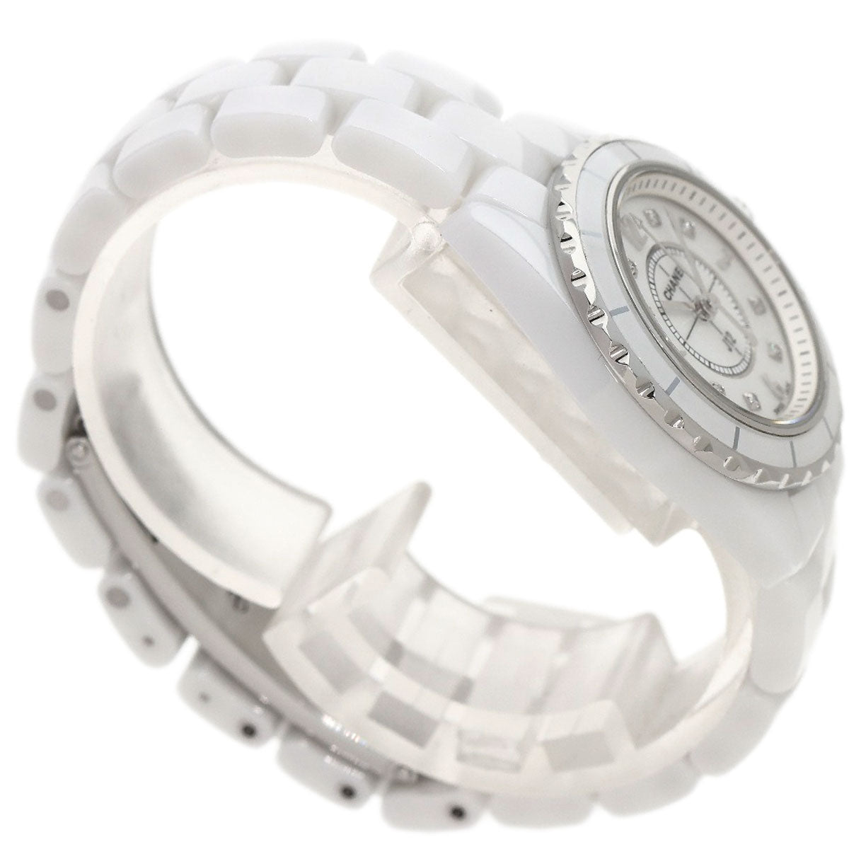 CHANEL Watches Quartz H2570 ceramic Silver J12 1.1" Shell 8P Diamond White shell dial