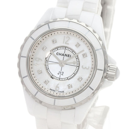 CHANEL Watches Quartz H2570 ceramic Silver J12 1.1" Shell 8P Diamond White shell dial