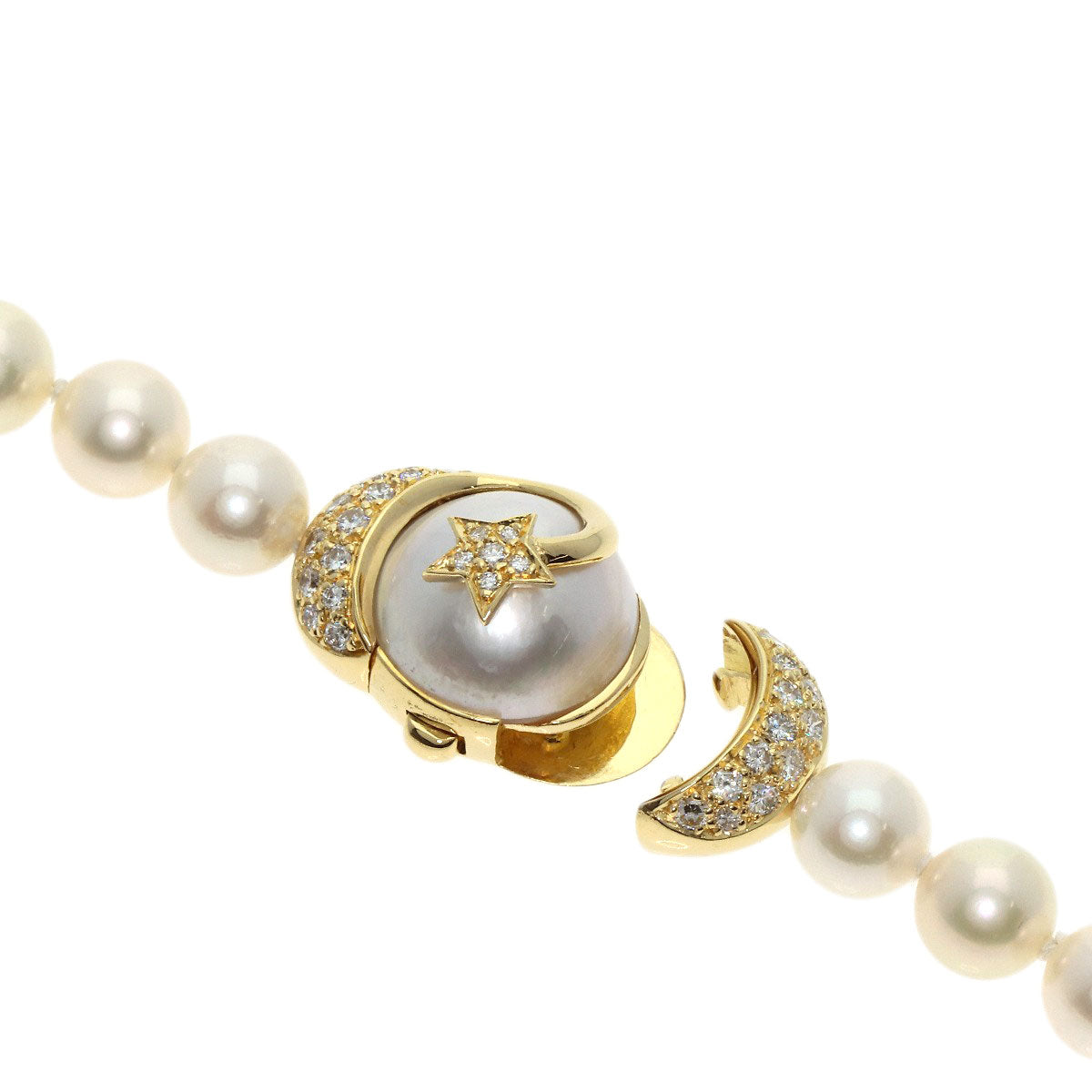 CHANEL Necklace 18K Yellow Gold white Comet Pearl Diamond