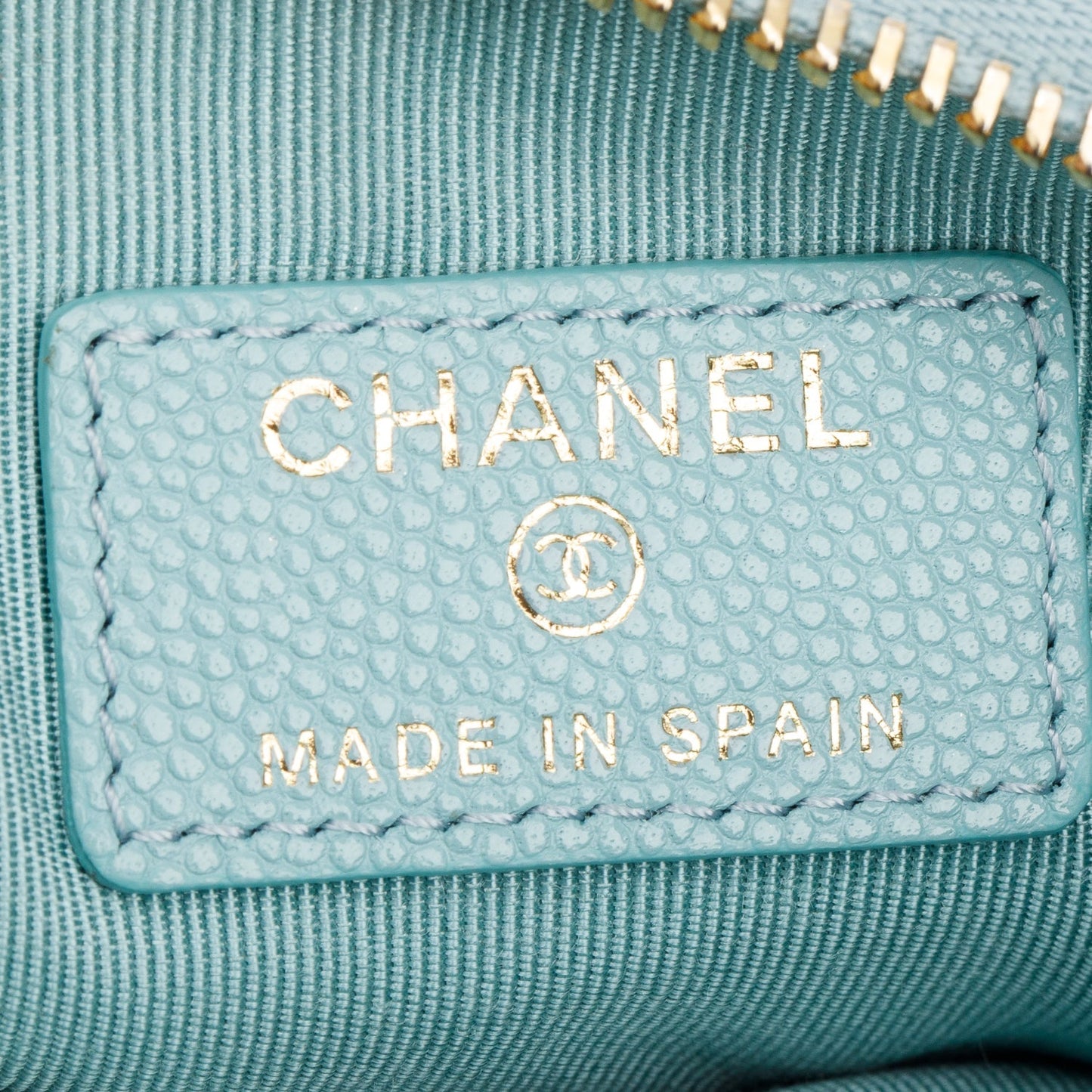 Chanel Turquoise Caviar Leather Classic Mini O-Case Zipped Pouch