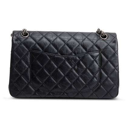 Chanel Black Aged Calfskin Leather 2.55 Reissue 226 Double Flap Bag
