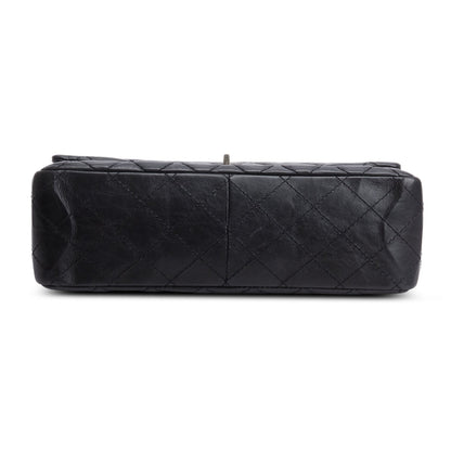 Chanel Black Aged Calfskin Leather 2.55 Reissue 226 Double Flap Bag