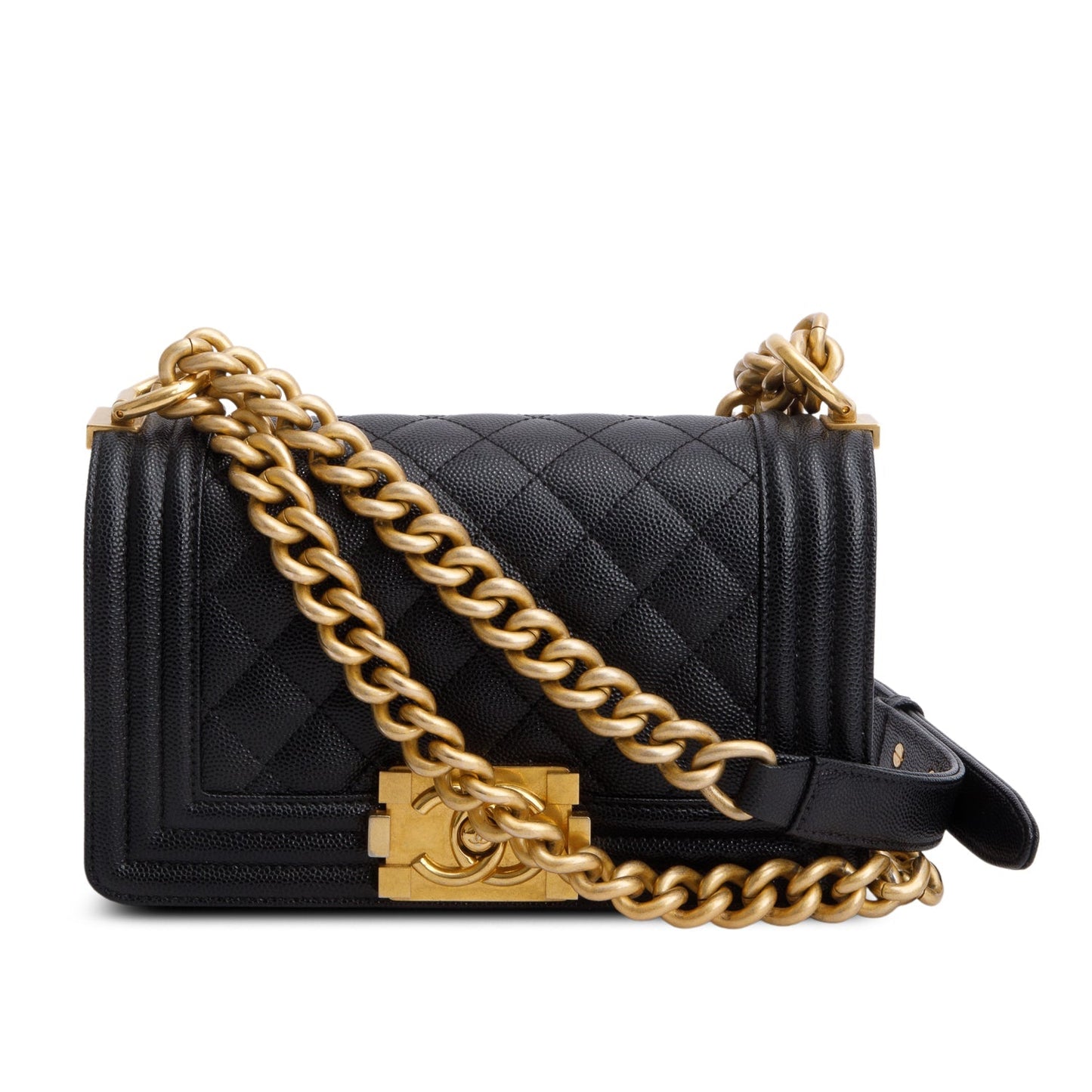 Chanel 2024 Black Caviar Leather Small Boy Bag