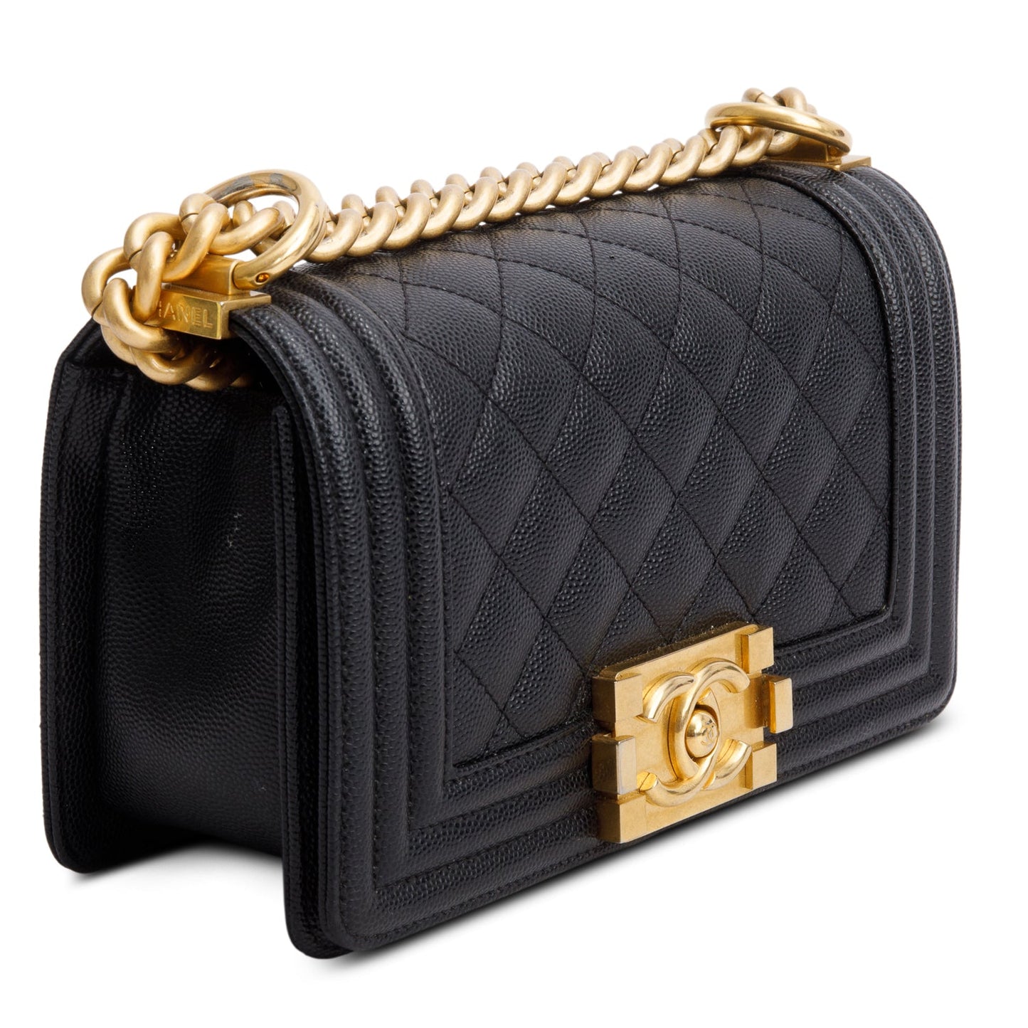 Chanel 2024 Black Caviar Leather Small Boy Bag