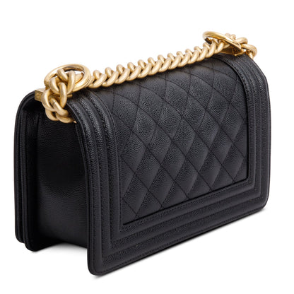 Chanel 2024 Black Caviar Leather Small Boy Bag