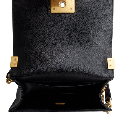 Chanel 2024 Black Caviar Leather Small Boy Bag