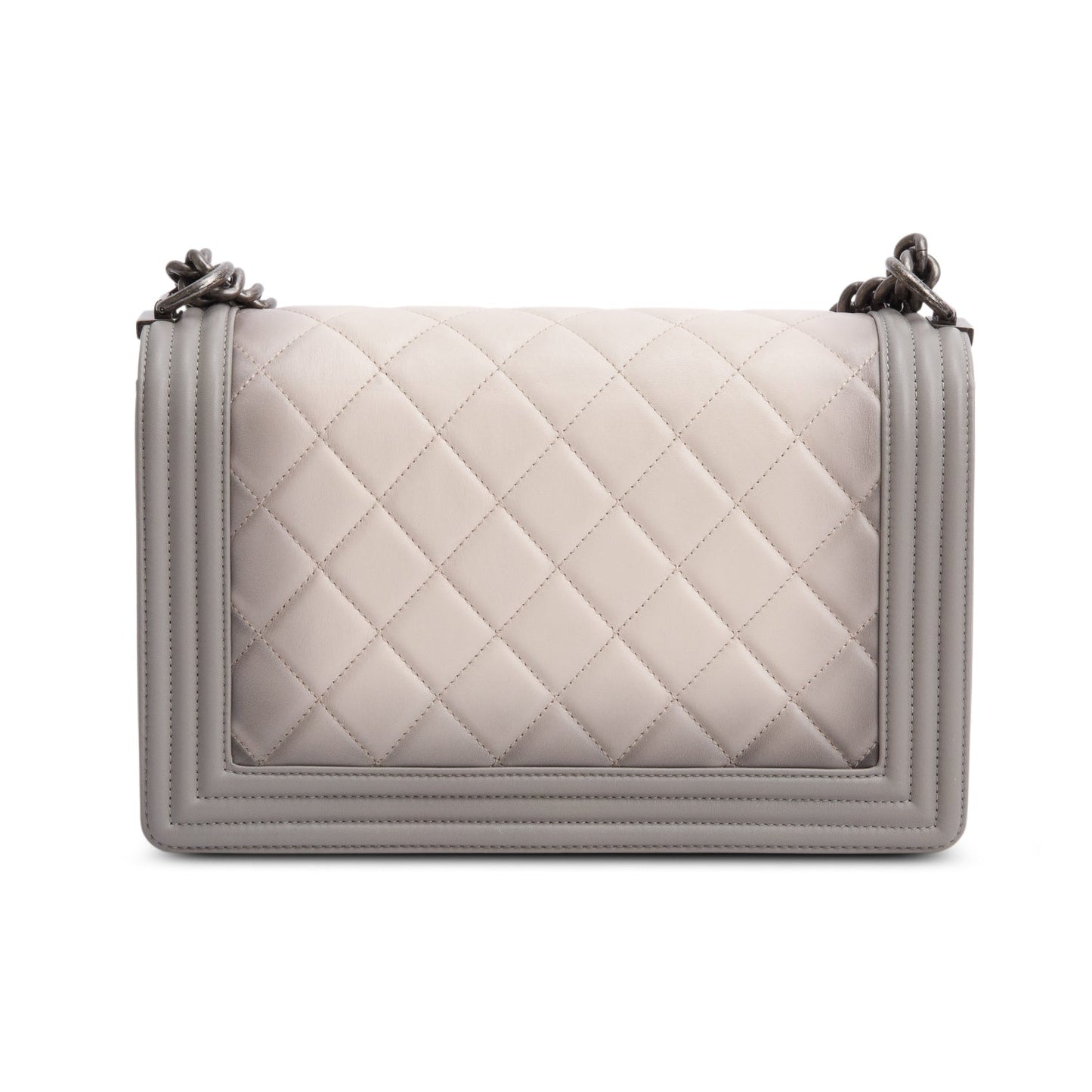 Chanel Grey Ombre Quilted Lambskin Leather Large Boy Bag
