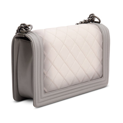 Chanel Grey Ombre Quilted Lambskin Leather Large Boy Bag