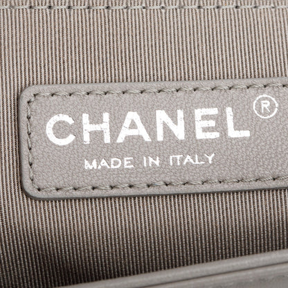 Chanel Grey Ombre Quilted Lambskin Leather Large Boy Bag
