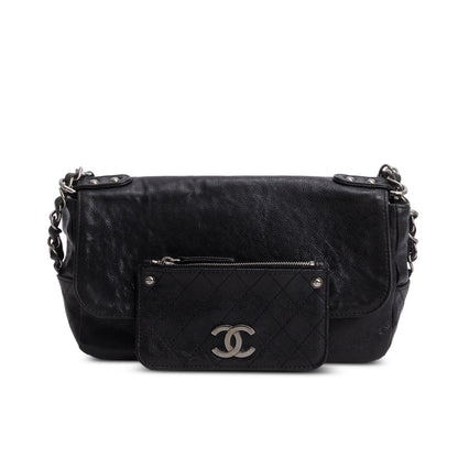 Chanel Black Caviar Leather Pocket in the City Flap Bag