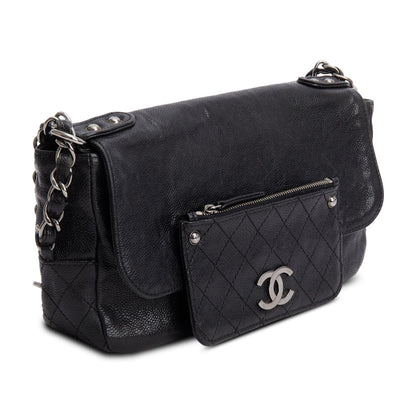 Chanel Black Caviar Leather Pocket in the City Flap Bag