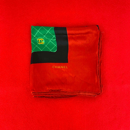 CHANEL scarf silk Red