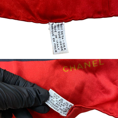 CHANEL scarf silk Red