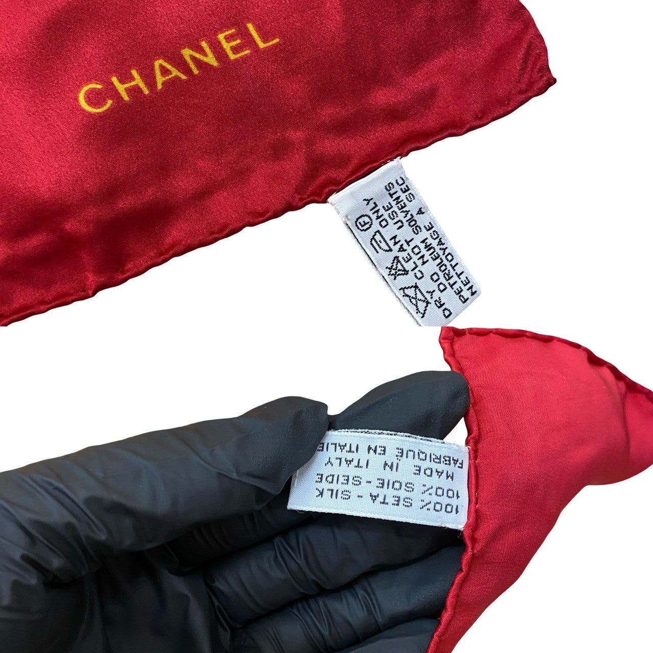 CHANEL scarf silk Red