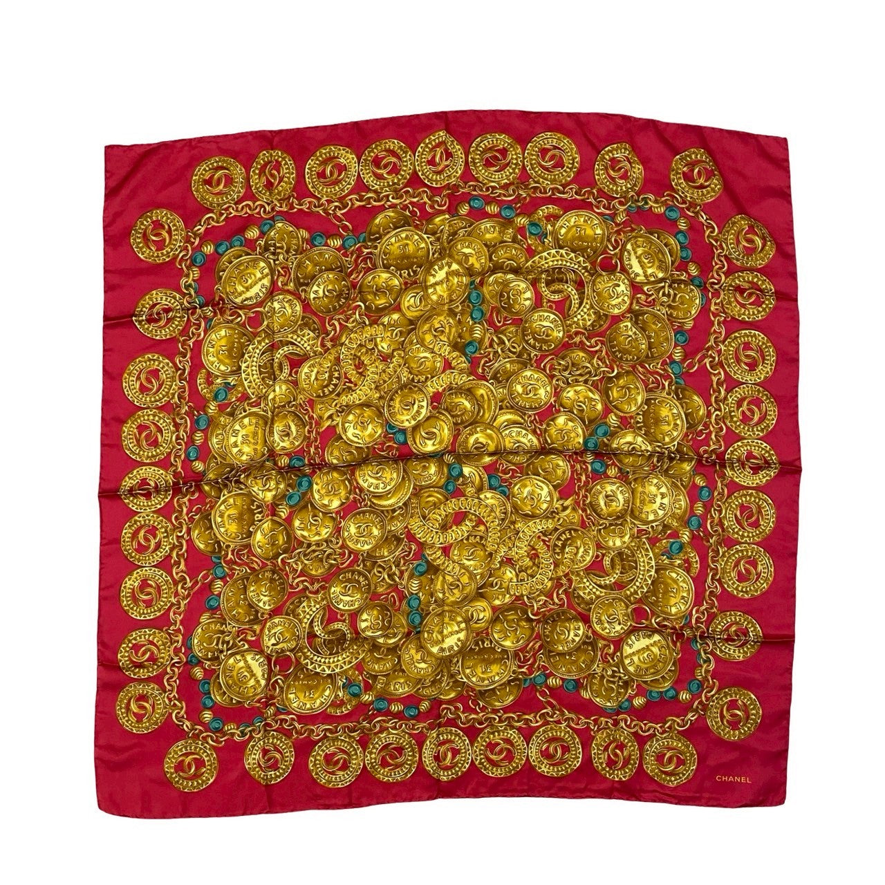 CHANEL scarf silk Red