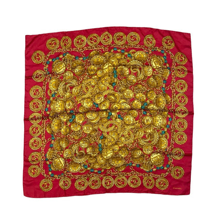 CHANEL scarf silk Red