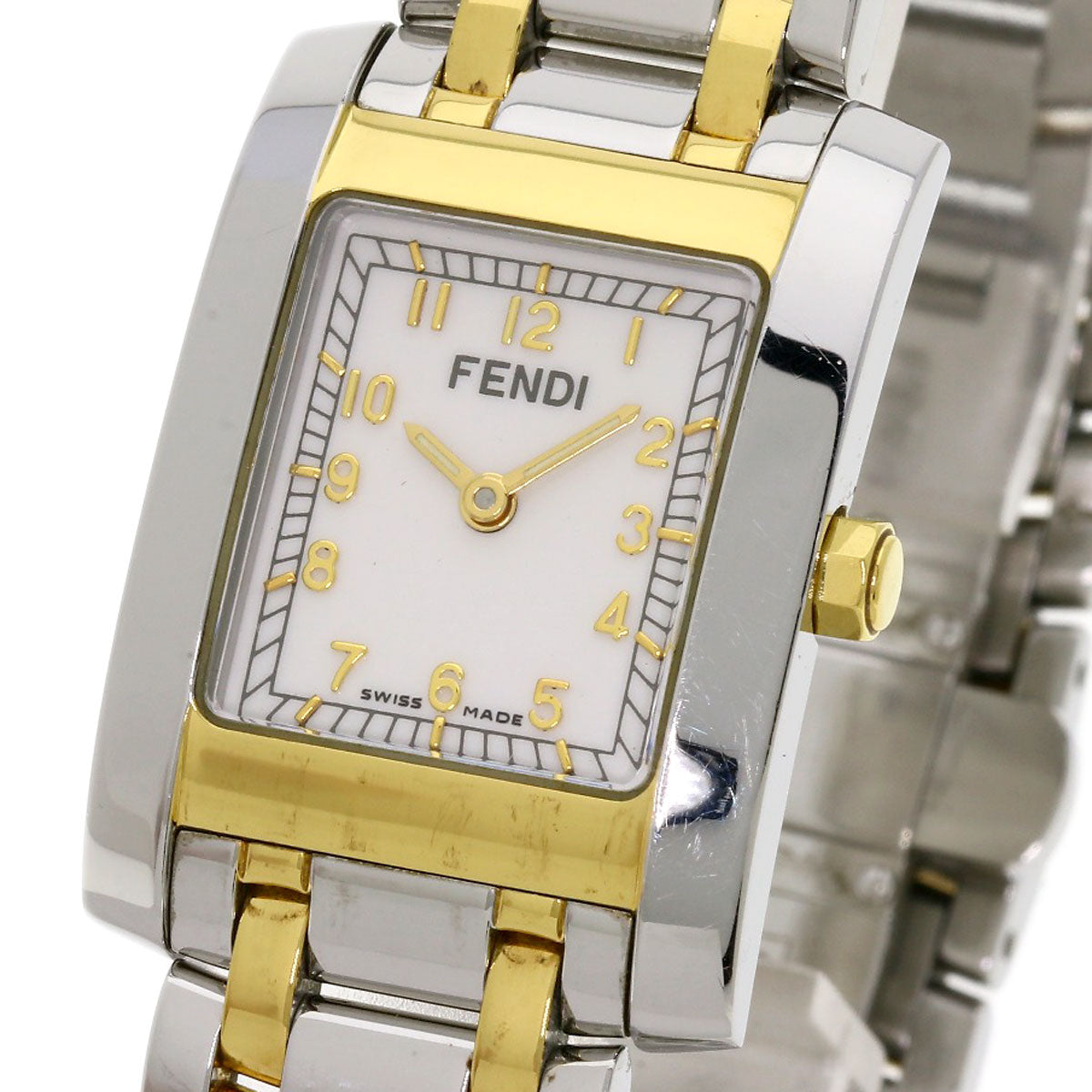 FENDI Watches Quartz 7000L Stainless Steel , SSxGP Silver Square face white dial Women