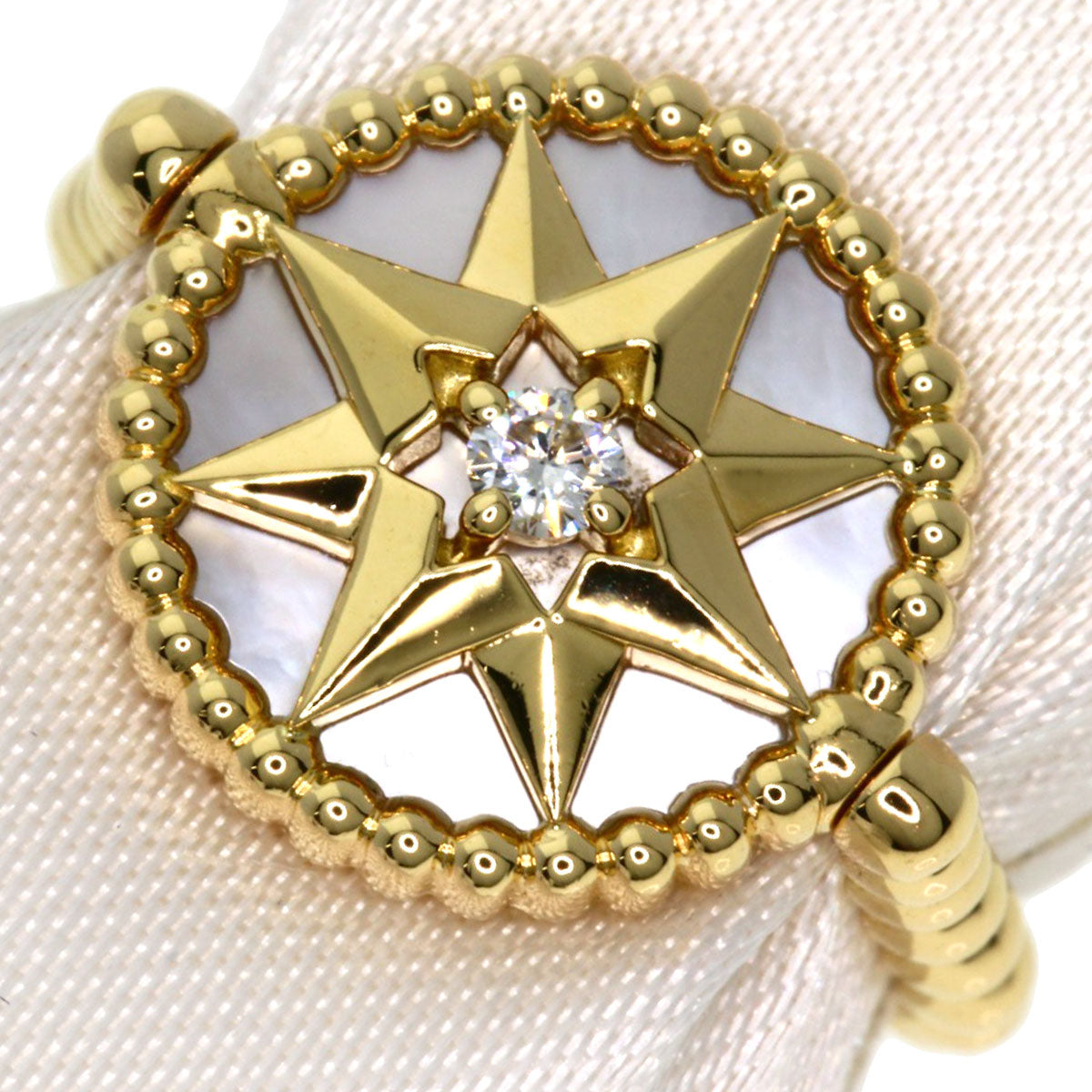 Dior Ring 18K Yellow Gold gold Rose Devane White Shell Diamond #48 Women