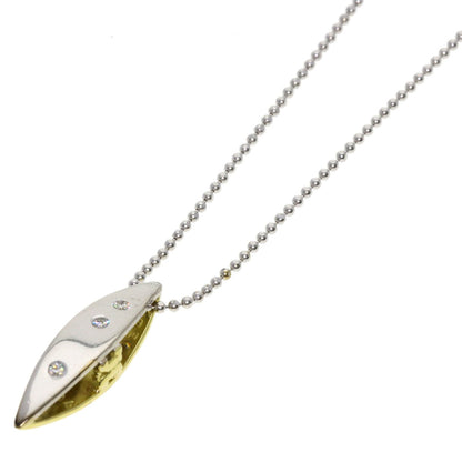 CELINE Necklace K18WG Silver 3P Diamond Combination