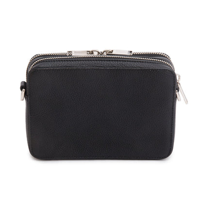 Christian Dior x Shawn Stussy Black Calfskin Leather Double Zip Crossbody Bag
