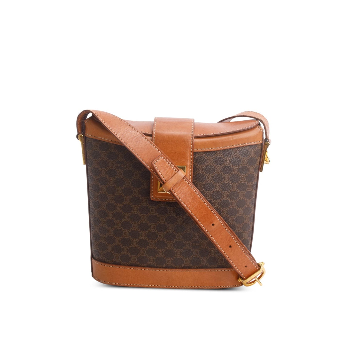 Celine Vintage Brown Triomphe Macadam Crossbody Bag