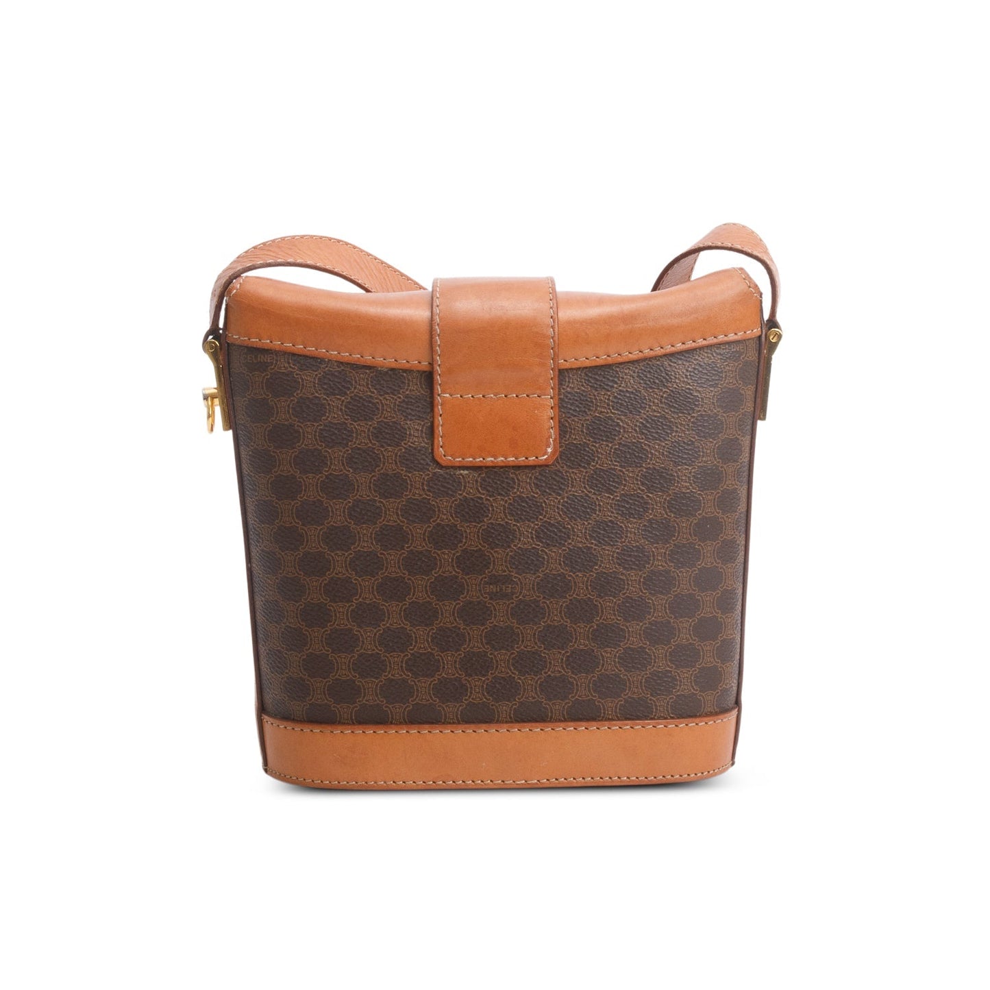 Celine Vintage Brown Triomphe Macadam Crossbody Bag