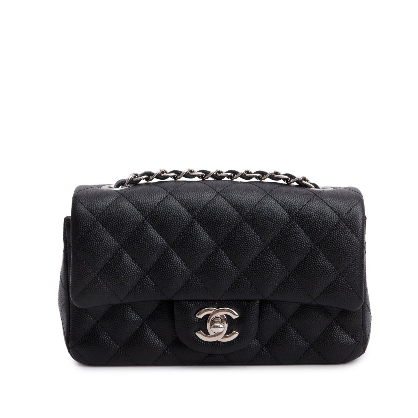 Chanel Black Caviar Quilted Mini Rectangular Flap Bag