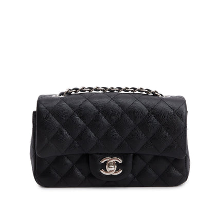 Chanel Black Caviar Quilted Mini Rectangular Flap Bag