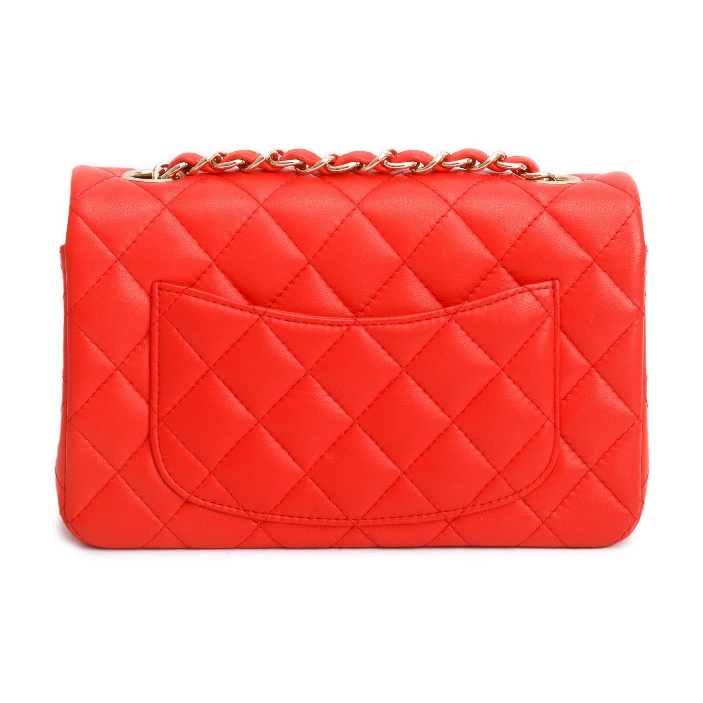 Chanel Red Lambskin Quilted Mini Rectangular Flap Bag