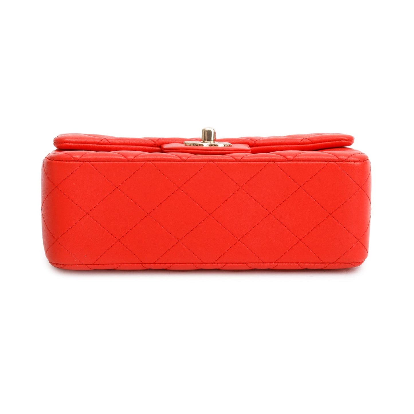 Chanel Red Lambskin Quilted Mini Rectangular Flap Bag