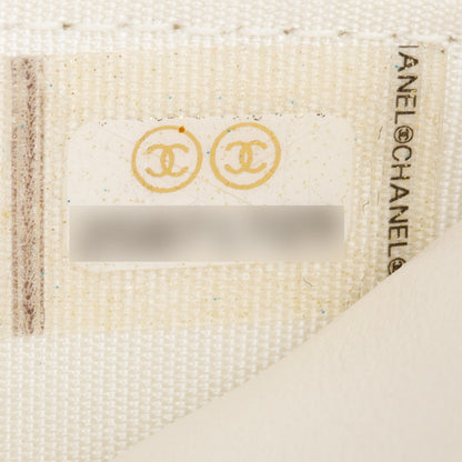 Chanel White Caviar Quilted Boy Wallet on Chain