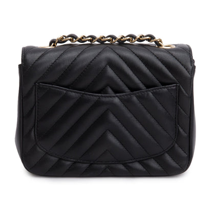 Chanel Black Lambskin Chevron Quilted Mini Square Flap Bag