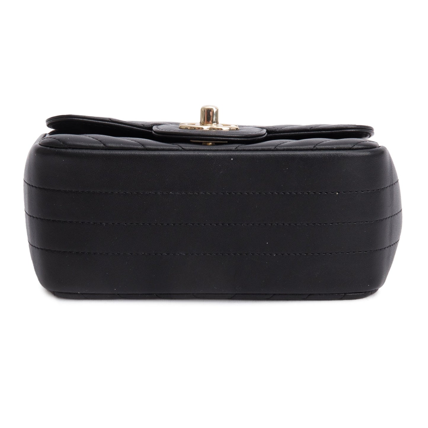 Chanel Black Lambskin Chevron Quilted Mini Square Flap Bag