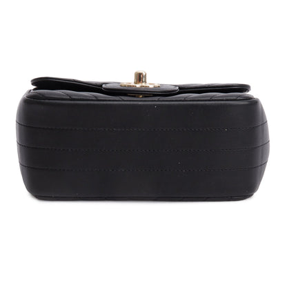 Chanel Black Lambskin Chevron Quilted Mini Square Flap Bag