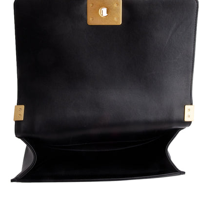 Chanel Black Lambskin Quilted Medium Boy Flap