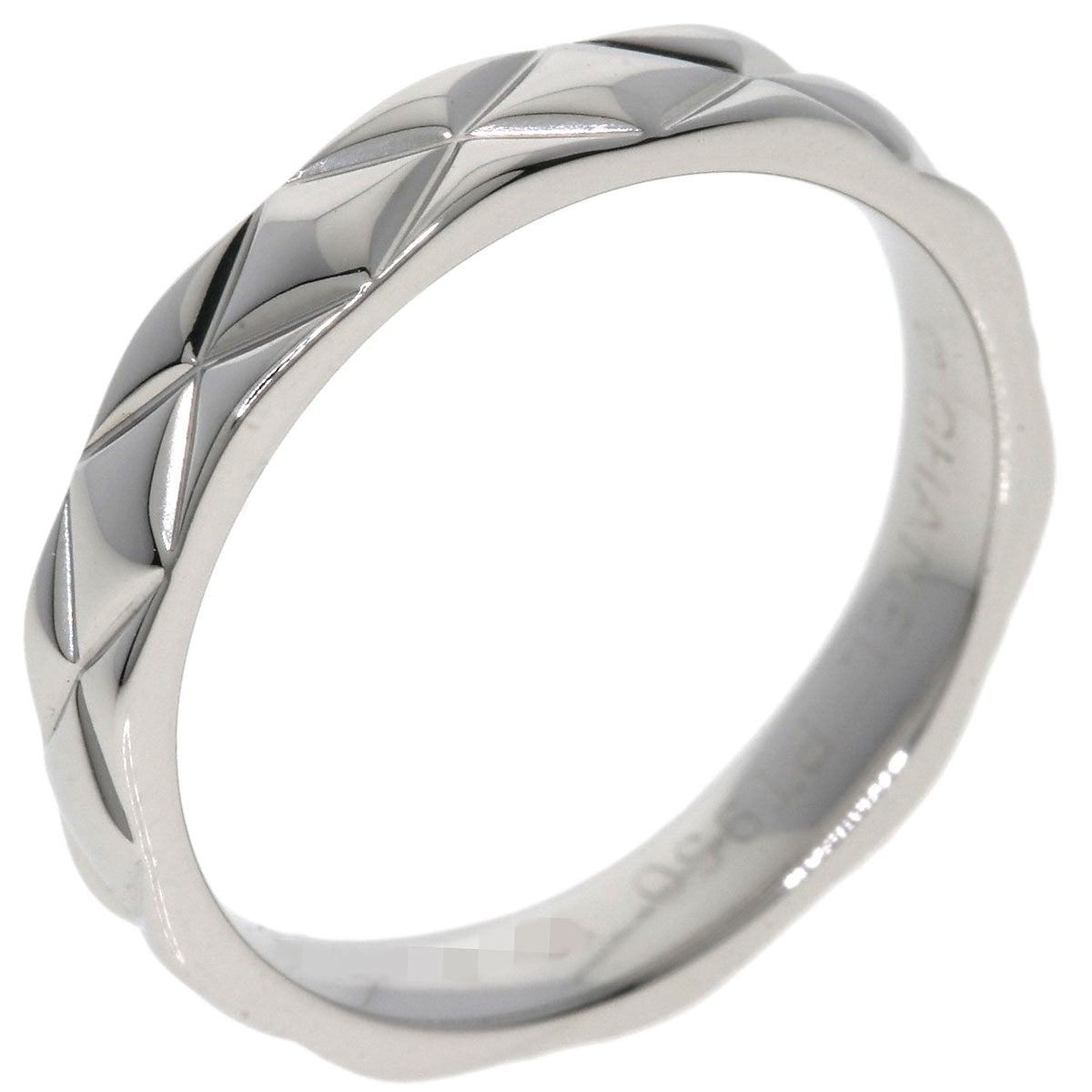 CHANEL Ring PT950 Silver Matelasse #52