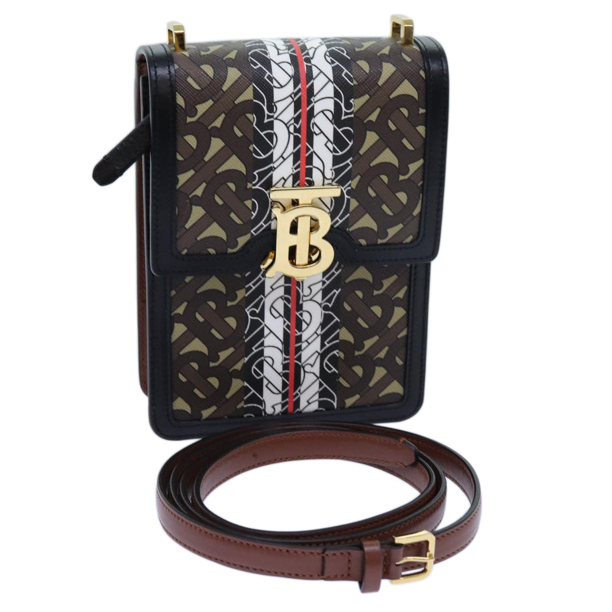 Luxury Burberry Shoulder Bag PVC Leather Brown Auth 70330A