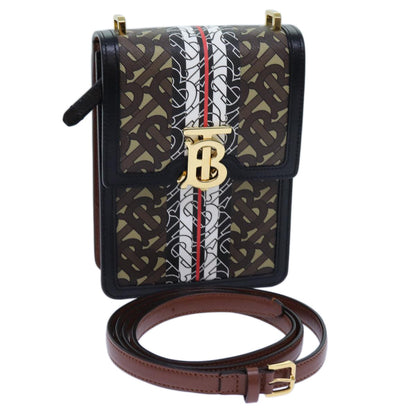 Luxury Burberry Shoulder Bag PVC Leather Brown Auth 70330A