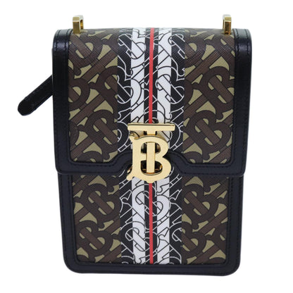 Luxury Burberry Shoulder Bag PVC Leather Brown Auth 70330A