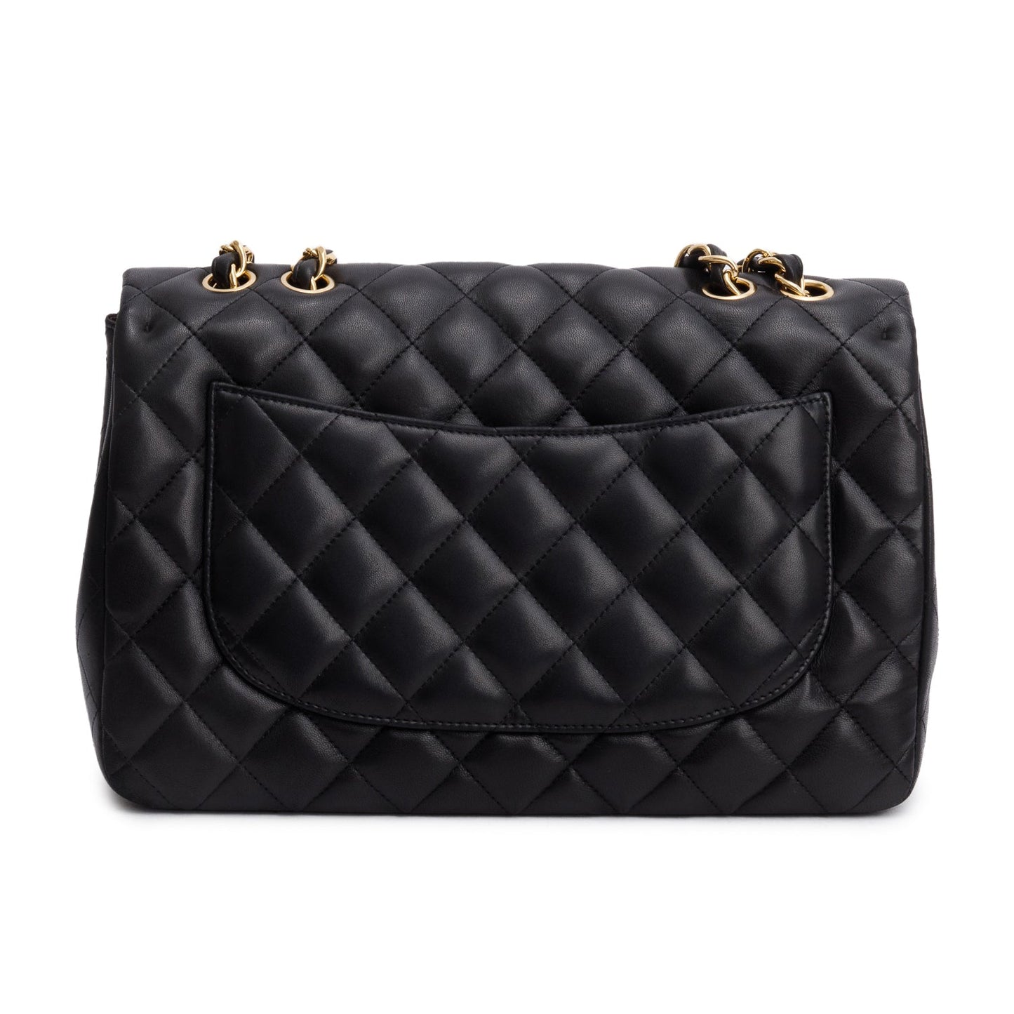 Chanel Black Lambskin Quilted Classic Jumbo Single Flap